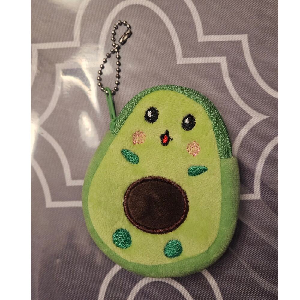 Cute Boutique Avocado Plush Coin Purse Keychain Bag Charm Kawaii Green New